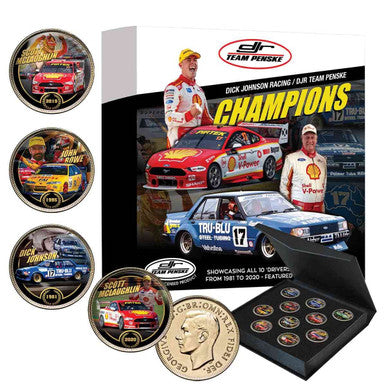 Dick Johnson Racing/DJR Team Penske Champions Gold Plated Enamel Penny 10 Coin Collection