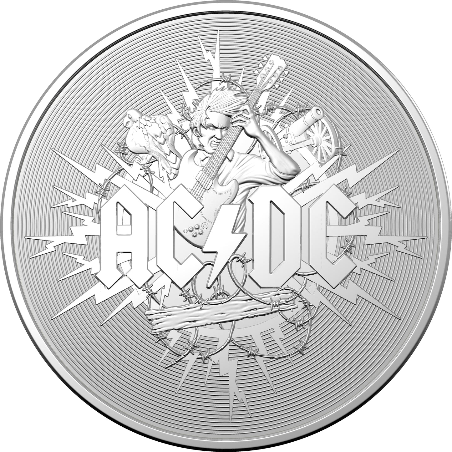 2021 $1 AC/DC 1oz Silver Frosted Uncirculated Coin