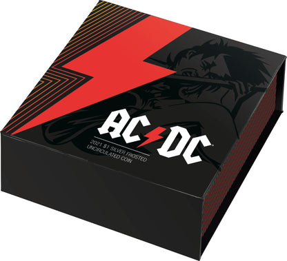 2021 $1 AC/DC 1oz Silver Frosted Uncirculated Coin