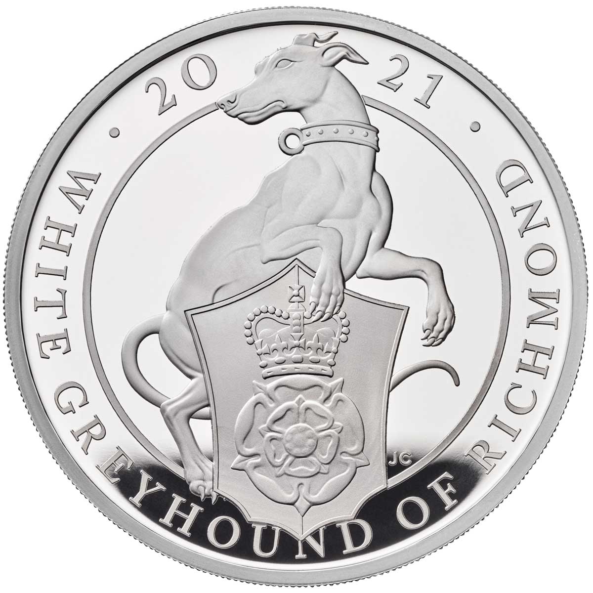 UK 2021 £2 The Queen's Beasts The White Greyhound of Richmond 1oz Silver Proof Coin