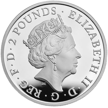 UK 2021 £2 The Queen's Beasts The White Greyhound of Richmond 1oz Silver Proof Coin