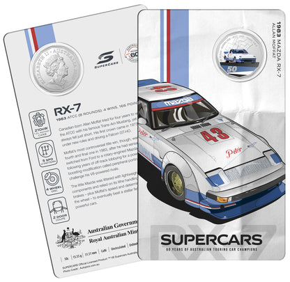 2020 50c 60 Years of Australian Supercars 1983 Mazda RX-7 Coloured Uncirculated Coin