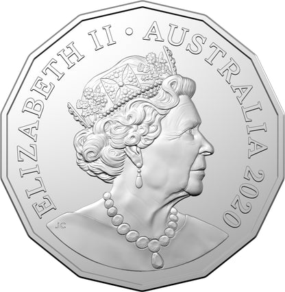 2020 50c 60 Years of Australian Supercars 1983 Mazda RX-7 Coloured Uncirculated Coin