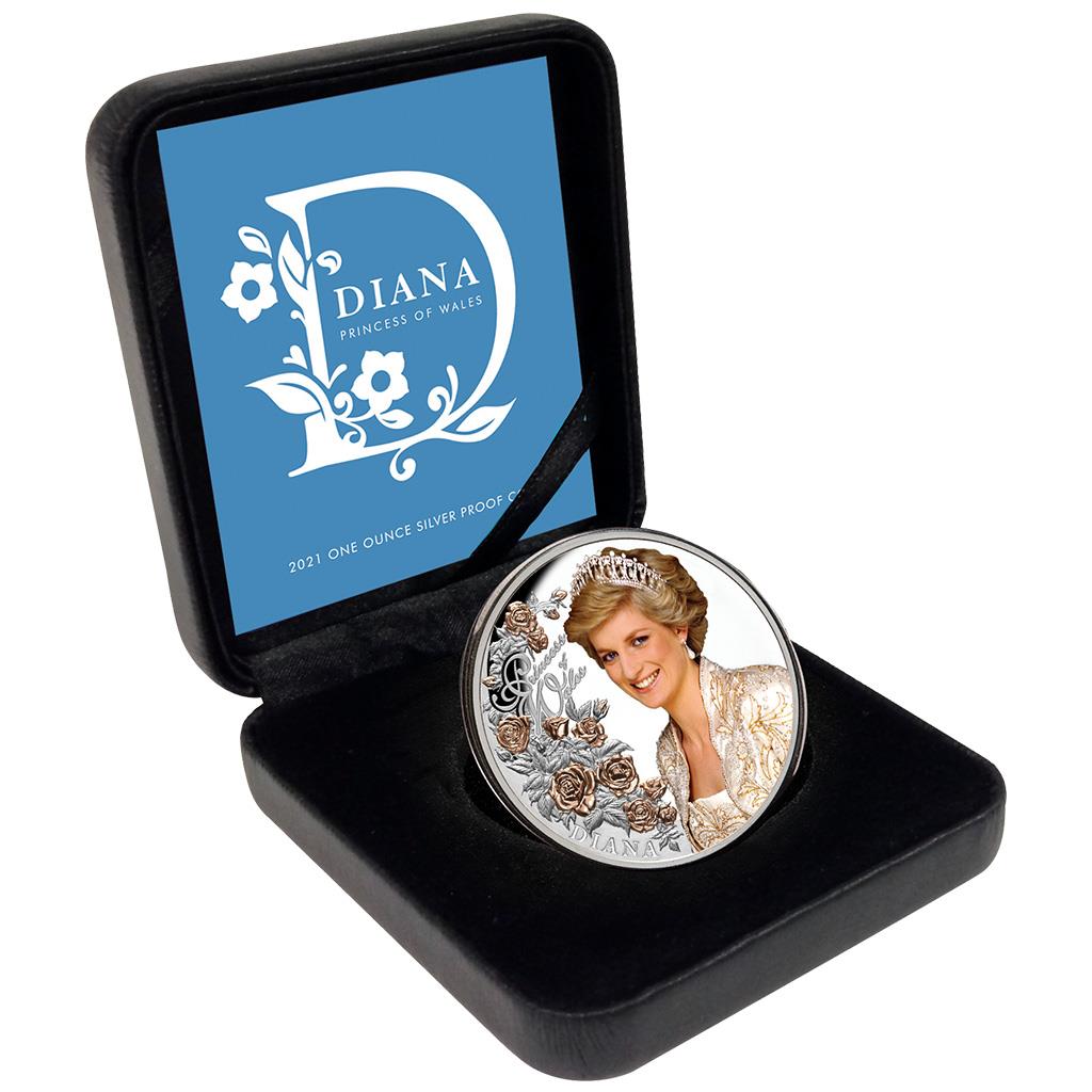 Tokelau 2021 $5 Diana Princes of Wales Selectively Rose Gold Plated 1oz Silver Coloured Proof Coin