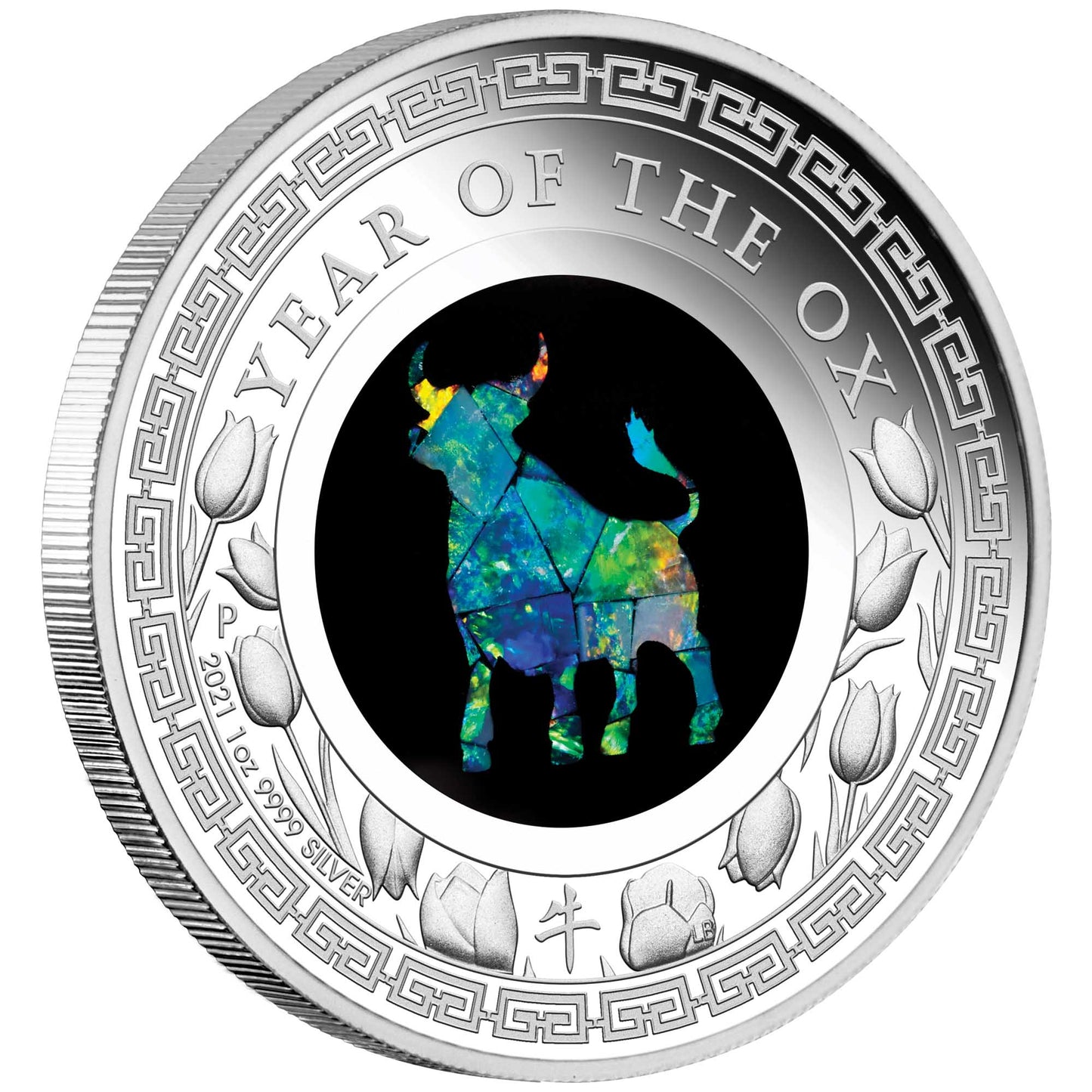 2021 $1 Australian Opal Lunar Year of The Ox 1oz Silver Proof Coin