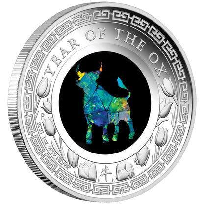 2021 $1 Australian Opal Lunar Year of The Ox 1oz Silver Proof Coin