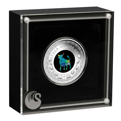 2021 $1 Australian Opal Lunar Year of The Ox 1oz Silver Proof Coin