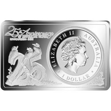 2015 $1 25th Anniversary of The Silver Kookaburra 3oz Silver Coin & Bar Set