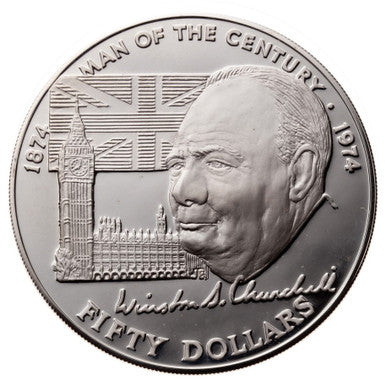 Cook Islands 1974 $50 The Centenary of Sir Winston Churchill Silver Proof Coin