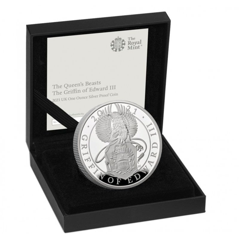 UK 2021 £2 The Queen's Beasts The Griffin of Edward III 1oz Silver Proof Coin