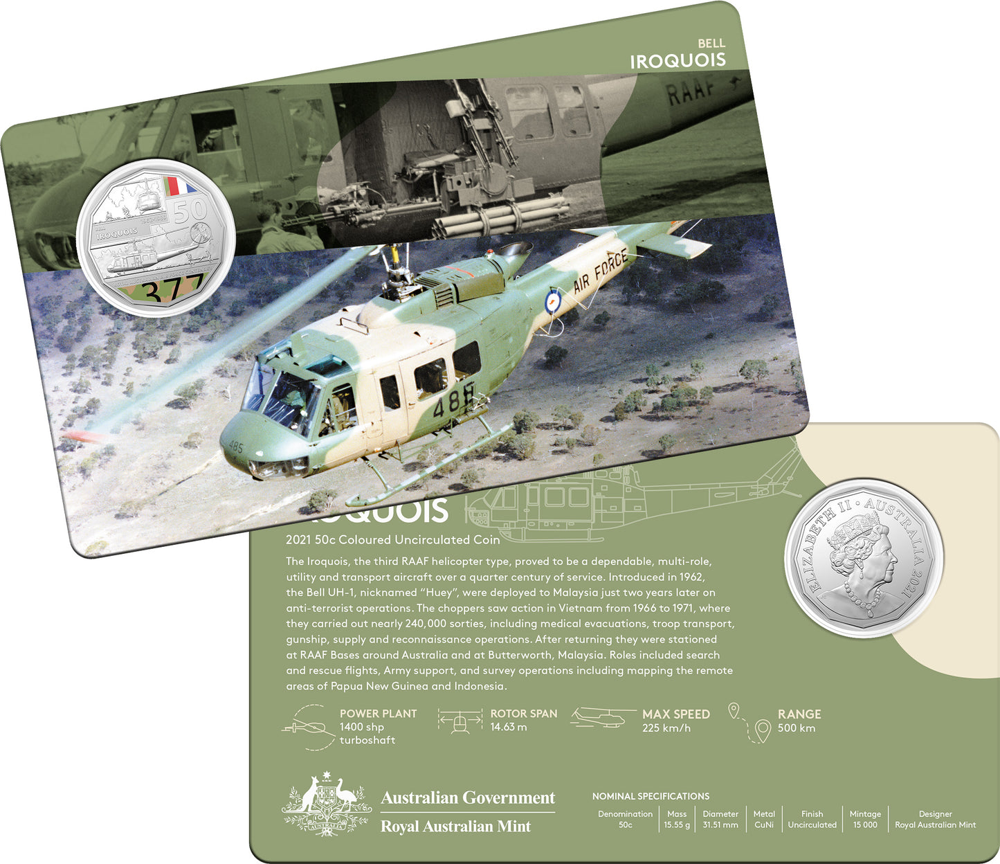2021 50c Centenary of The Royal Australian Air Force A Century of Power Coloured Uncirculated 11 Coin Set