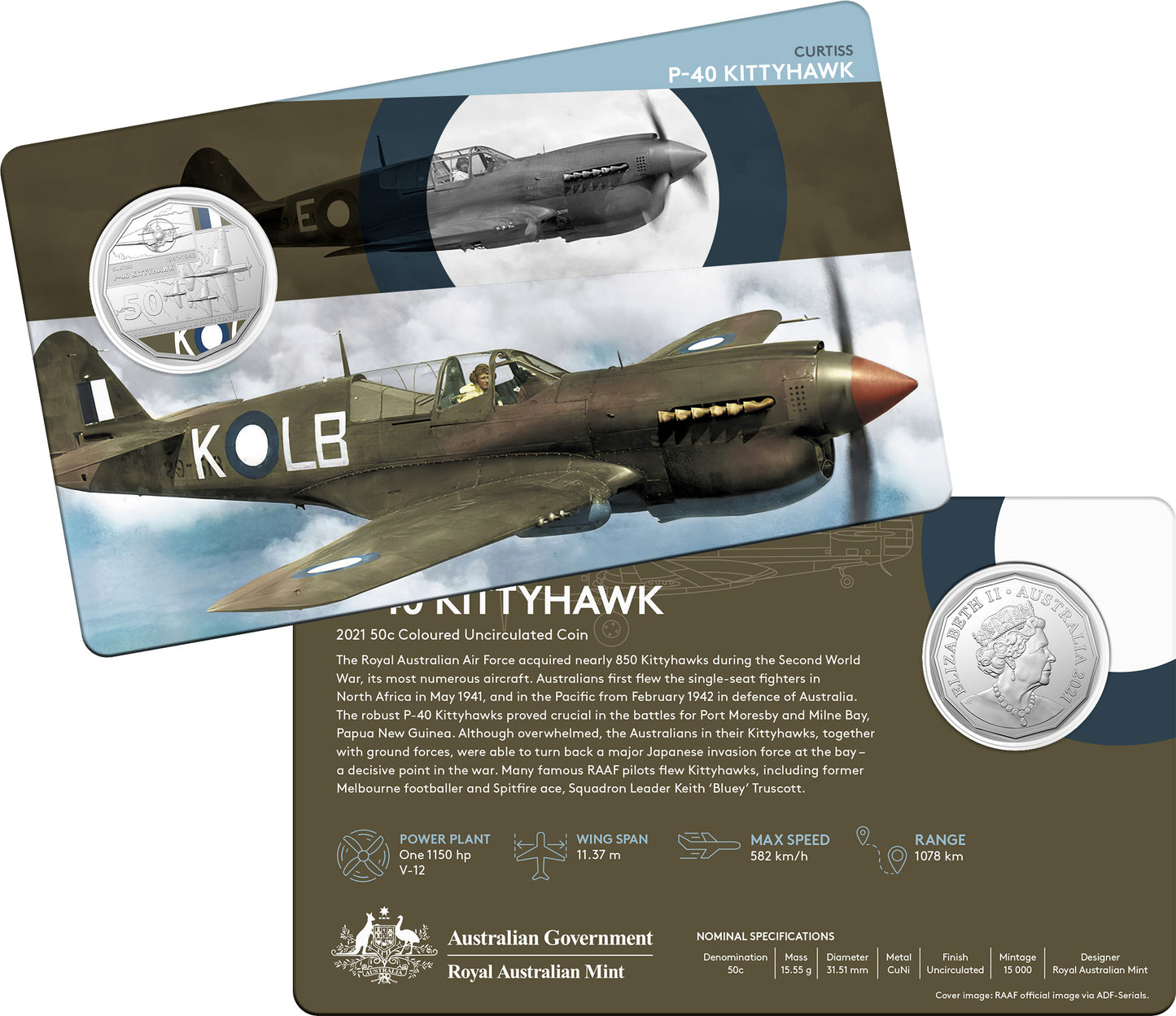 2021 50c Centenary of The Royal Australian Air Force A Century of Power Coloured Uncirculated 11 Coin Set