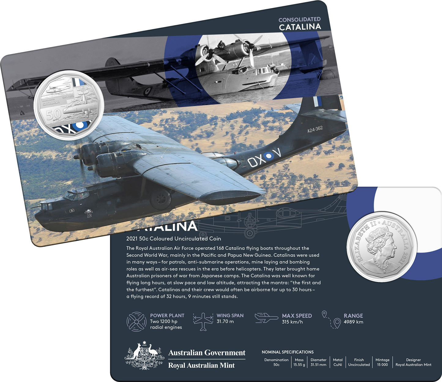 2021 50c Centenary of The Royal Australian Air Force A Century of Power Coloured Uncirculated 11 Coin Set