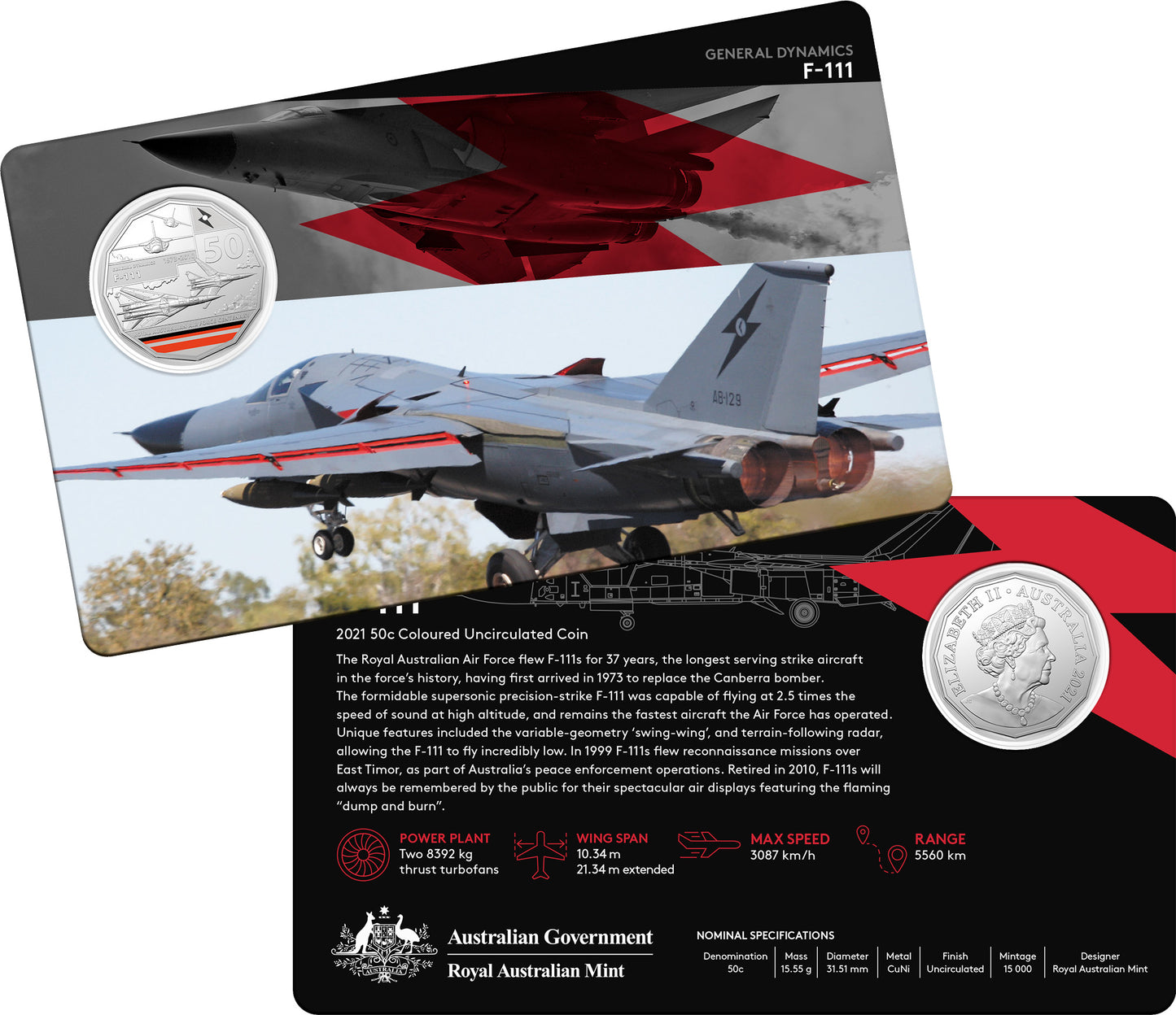 2021 50c Centenary of The Royal Australian Air Force A Century of Power Coloured Uncirculated 11 Coin Set