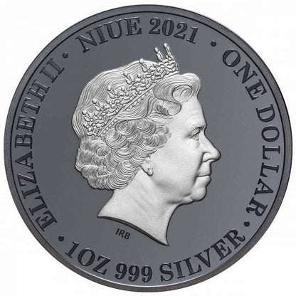 Niue 2021 $1 Australia at Night Dingo 1oz Silver Black Proof Coin