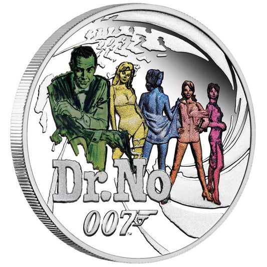 Tuvalu 2021 50c James Bond 007 Dr. No 1/2oz Silver Coloured Proof Coin