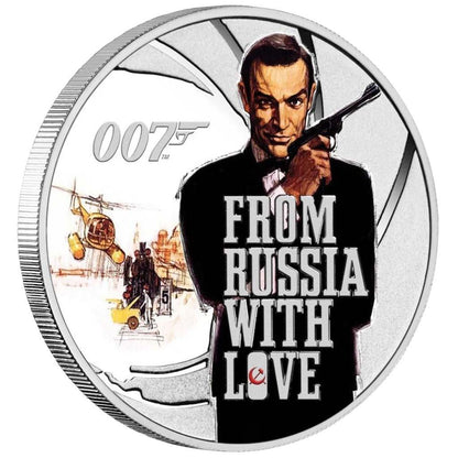 Tuvalu 2021 50c James Bond 007 From Russia With Love 1/2oz Silver Coloured Proof Coin