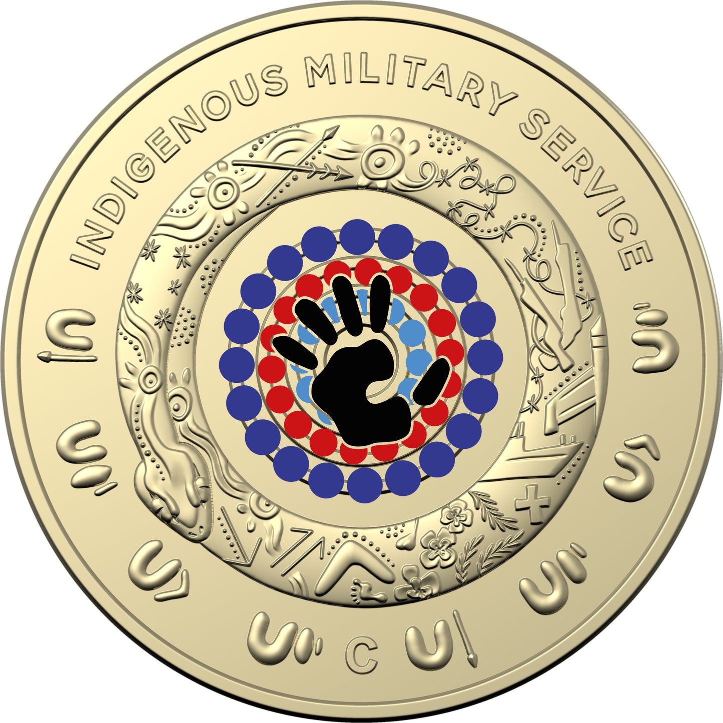 2021 $2 Defending Country Indigenous Australians In The Australian Defence Force 'C' Mintmark Coloured Uncirculated Coin