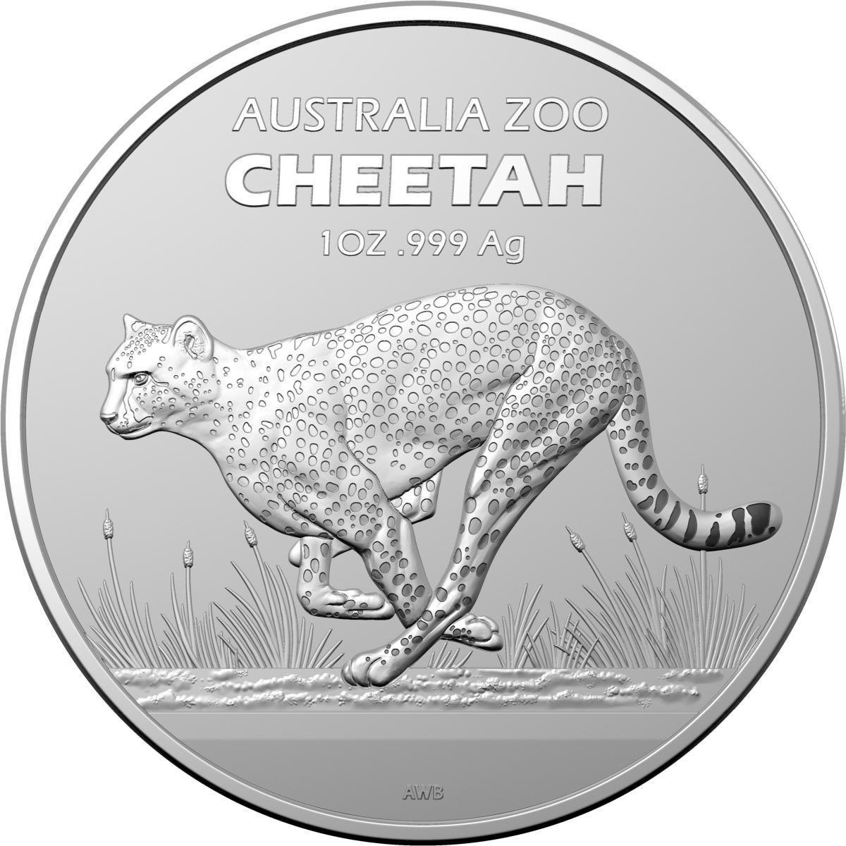 2021 $1 Australia Zoo Cheetah 1oz Silver BU Coin