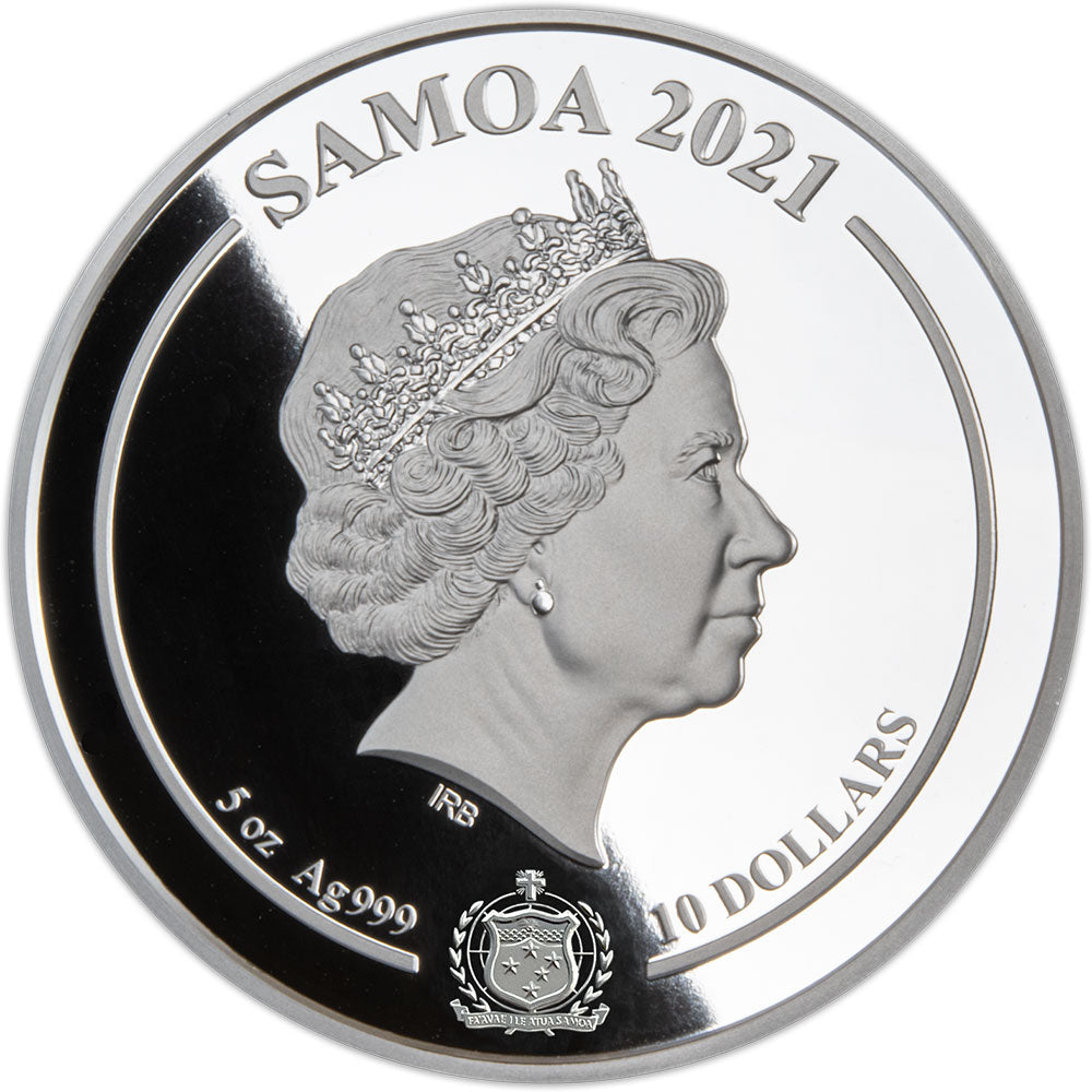 Samoa 2021 $10 Harry Potter The Patronus Charm 5oz Silver Coloured Glow In The Dark Coin