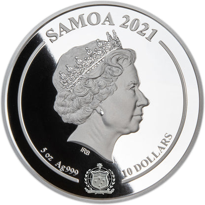 Samoa 2021 $10 Harry Potter The Patronus Charm 5oz Silver Coloured Glow In The Dark Coin