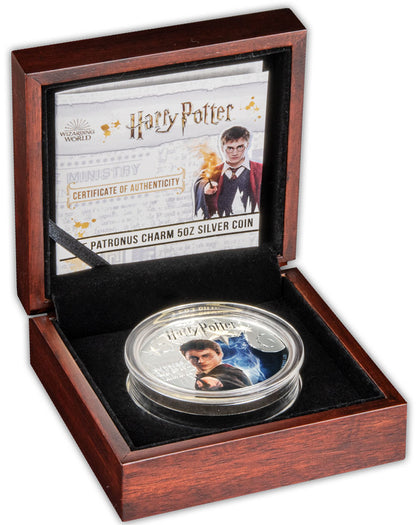 Samoa 2021 $10 Harry Potter The Patronus Charm 5oz Silver Coloured Glow In The Dark Coin