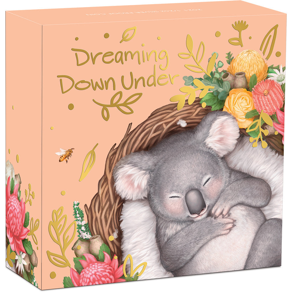 2021 50c Dreaming Down Under Koala 1/2oz Silver Coloured Proof Coin