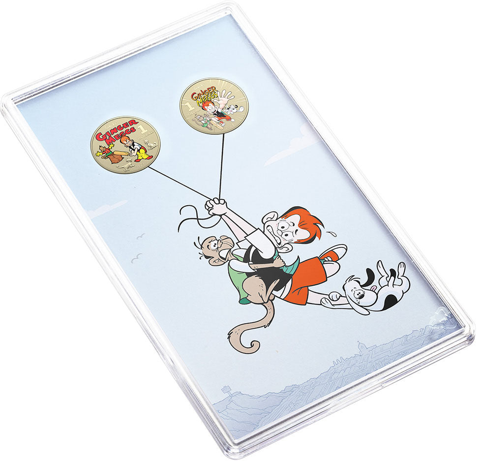 2021 $1 Ginger Meggs 100 Years of Adventure Coloured Uncirculated 2 Coin Set