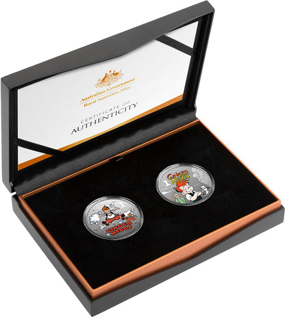 2021 $1 Ginger Meggs 100 Years of Adventure 1/2oz Silver Coloured Uncirculated 2 Coin Set
