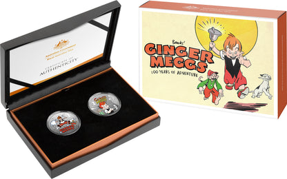 2021 $1 Ginger Meggs 100 Years of Adventure 1/2oz Silver Coloured Uncirculated 2 Coin Set