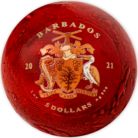 Barbados 2021 $5 Mars Special Edition 1oz Silver Coloured Antiqued Spherical Coin