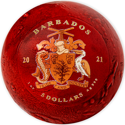 Barbados 2021 $5 Mars Special Edition 1oz Silver Coloured Antiqued Spherical Coin