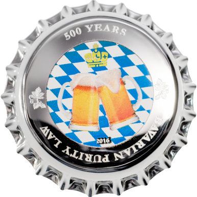 Palau 2016 $1 500 Years Bavarian Purity Law Silver Bottle Cap Shaped Coin