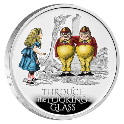 UK 2021 £2 Alice's Adventures In Wonderland Through The Looking Glass 1oz Silver Coloured Proof Coin