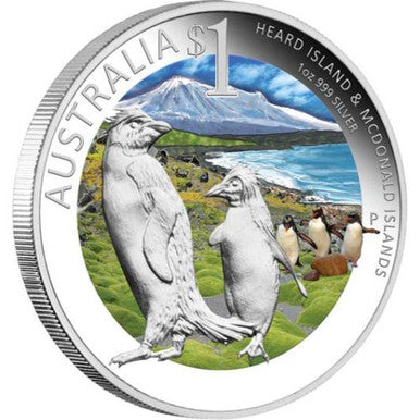 2011 $1 ANDA Melbourne Coin Show Special Celebrate Australia Heard and McDonald Islands 1oz Silver Coloured Proof Coin