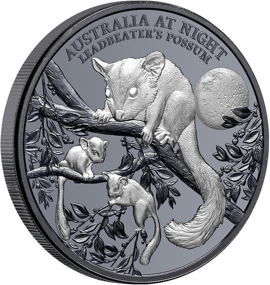2022 $1 Australia at Night Possum 1oz Silver Black Proof Coin