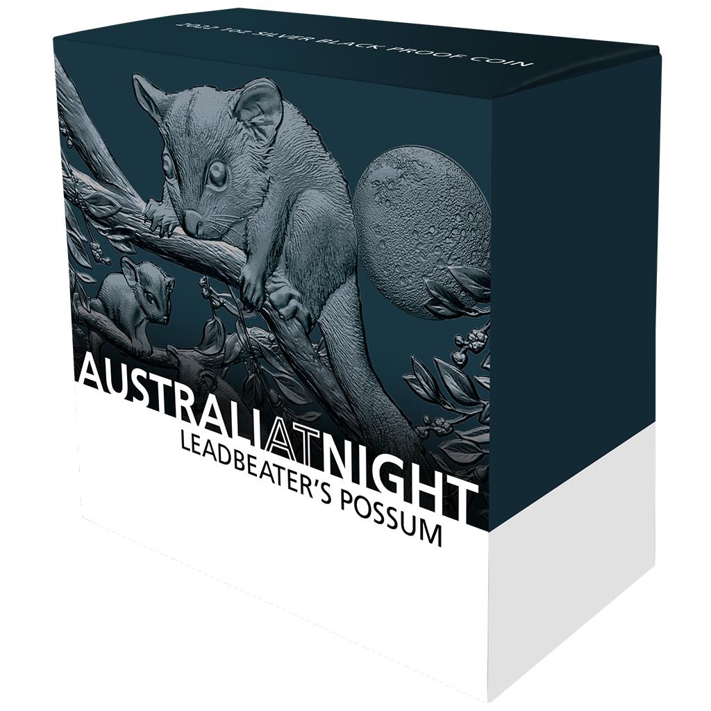 2022 $1 Australia at Night Possum 1oz Silver Black Proof Coin