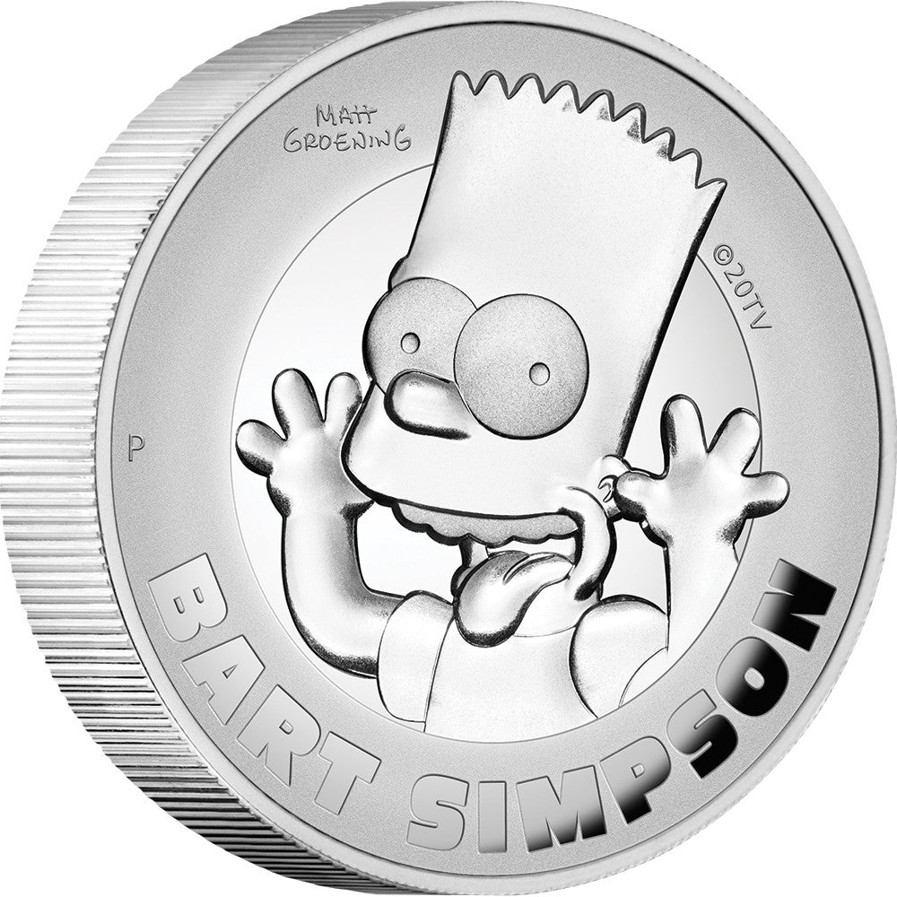 Tuvalu 2022 $2 The Simpsons Bart Simpson 2oz Silver High Relief Proof Coin
