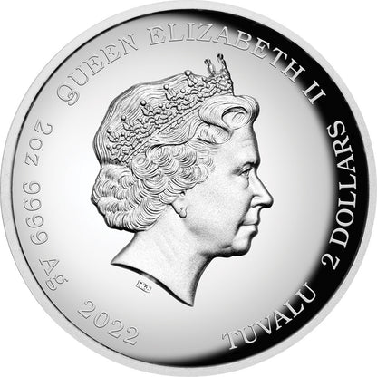 Tuvalu 2022 $2 The Simpsons Bart Simpson 2oz Silver High Relief Proof Coin