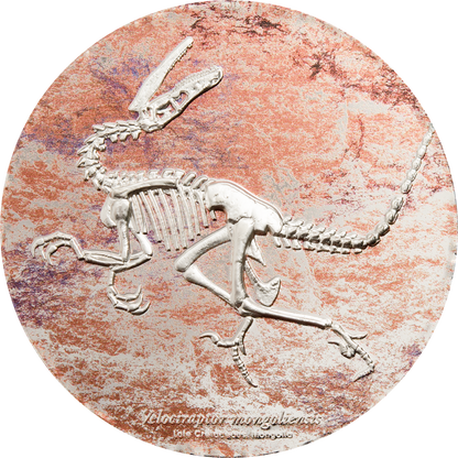 Mongolia 2018 2000 Togrog Prehistoric Beasts Velociraptor 3oz Silver Coloured Coin
