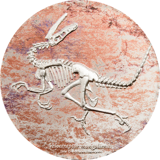 Mongolia 2018 2000 Togrog Prehistoric Beasts Velociraptor 3oz Silver Coloured Coin
