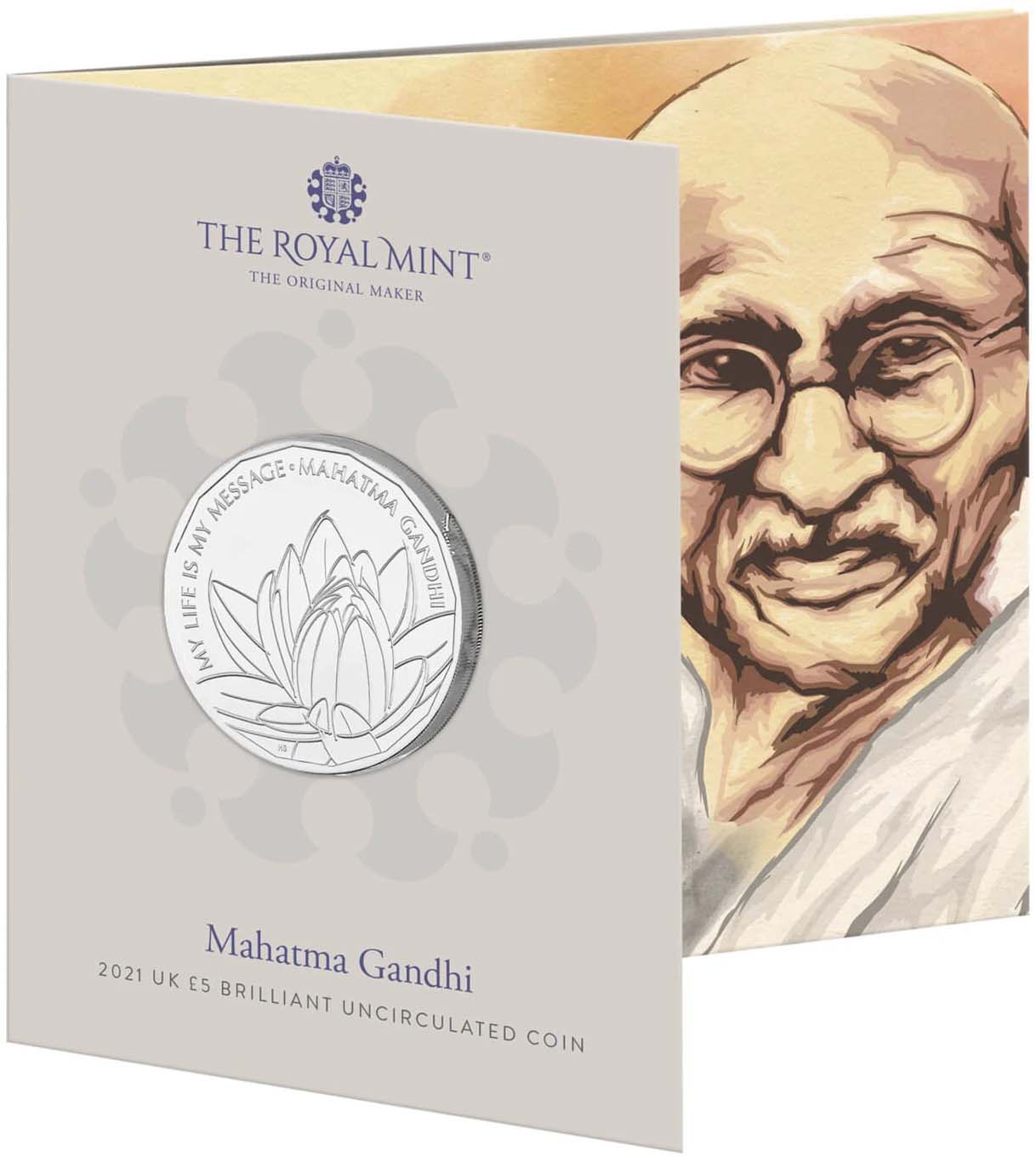 UK 2021 £5 Mahatma Gandhi Uncirculated Coin
