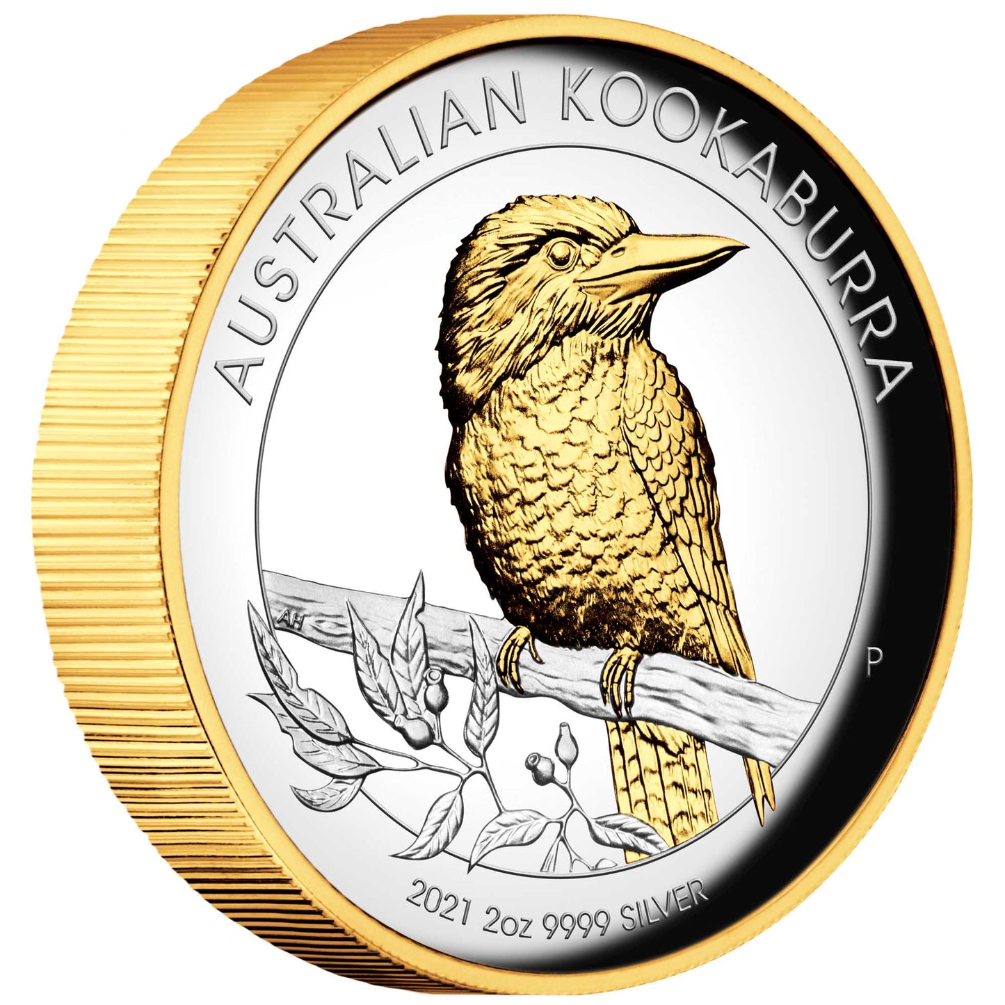 2021 $2 Australian Kookaburra Selectively Gold Plated 2oz Silver High Relief Proof Coin