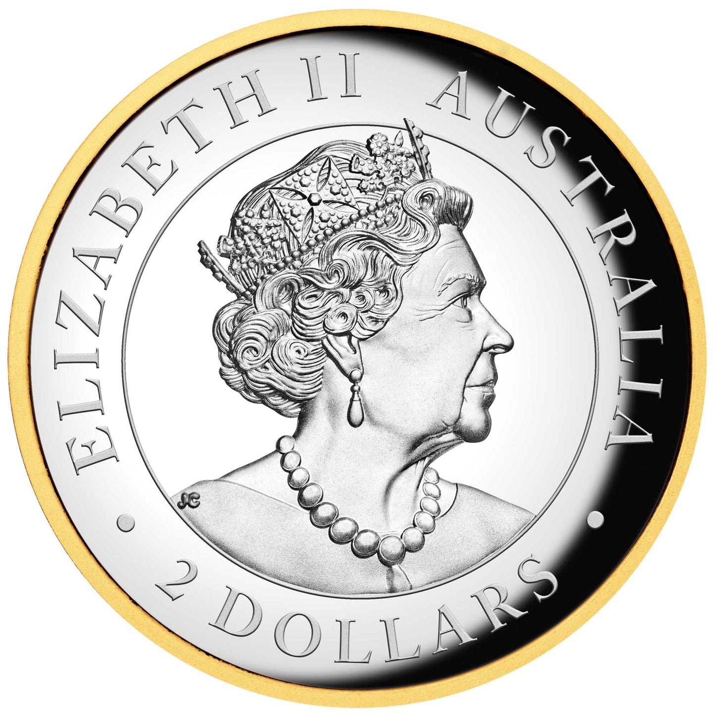 2021 $2 Australian Kookaburra Selectively Gold Plated 2oz Silver High Relief Proof Coin