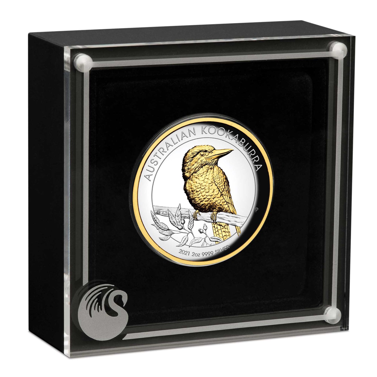 2021 $2 Australian Kookaburra Selectively Gold Plated 2oz Silver High Relief Proof Coin
