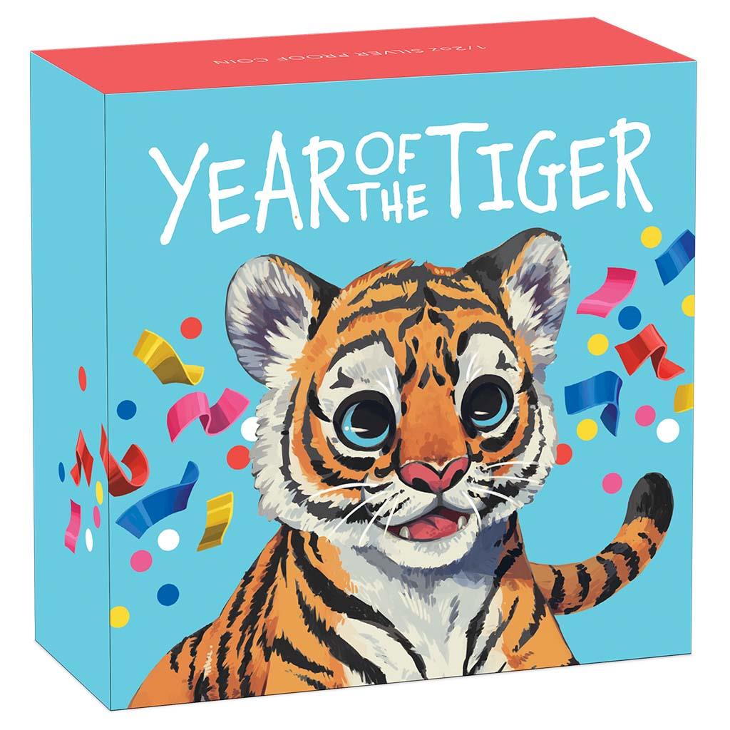 Tuvalu 2022 50c Lunar Baby Year of The Tiger 1/2oz Silver Coloured Proof Coin