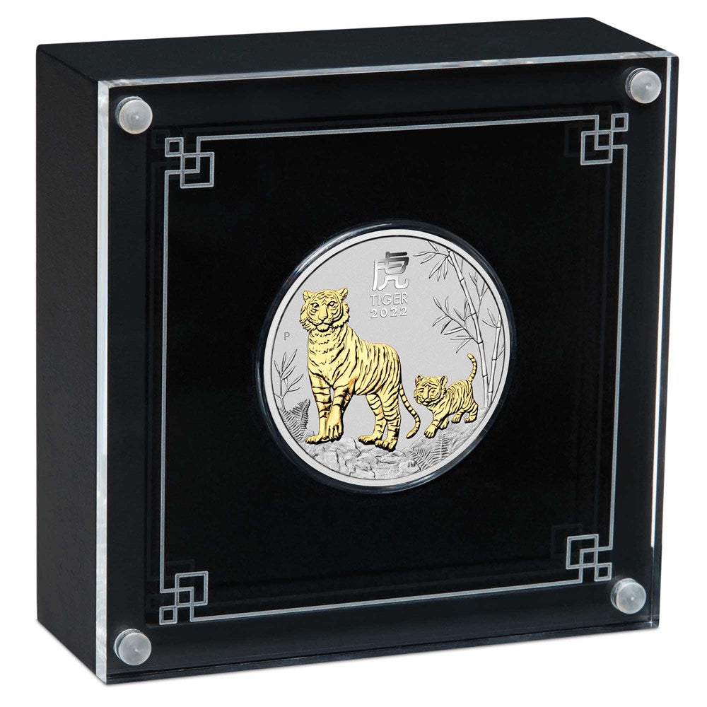 2022 $1 Lunar Year of The Tiger 1oz Silver Gilded Coin