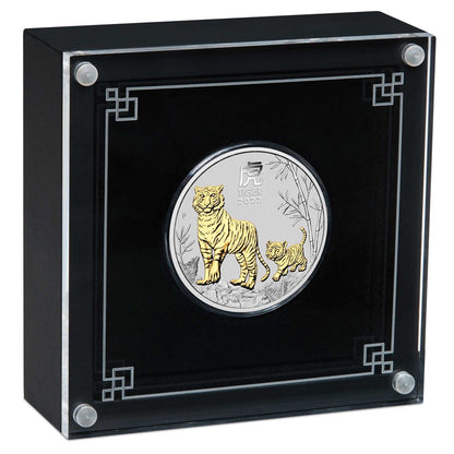 2022 $1 Lunar Year of The Tiger 1oz Silver Gilded Coin