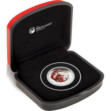 2012 50c Lunar Year of The Dragon 1/2oz Silver Coloured Proof Coin