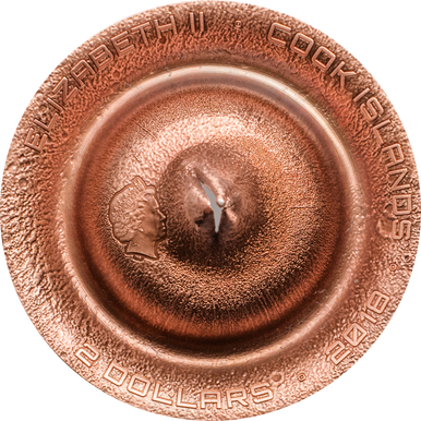 Cook Islands 2018 $2 Erfoud Meteorite Strike Copper Plated 1/2oz Silver Coloured Coin